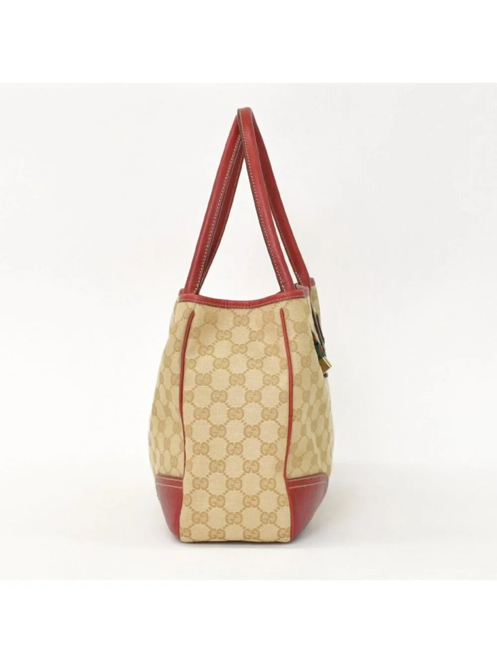 Gucci Handbag GG Canvas Sherry Line Leather Beige